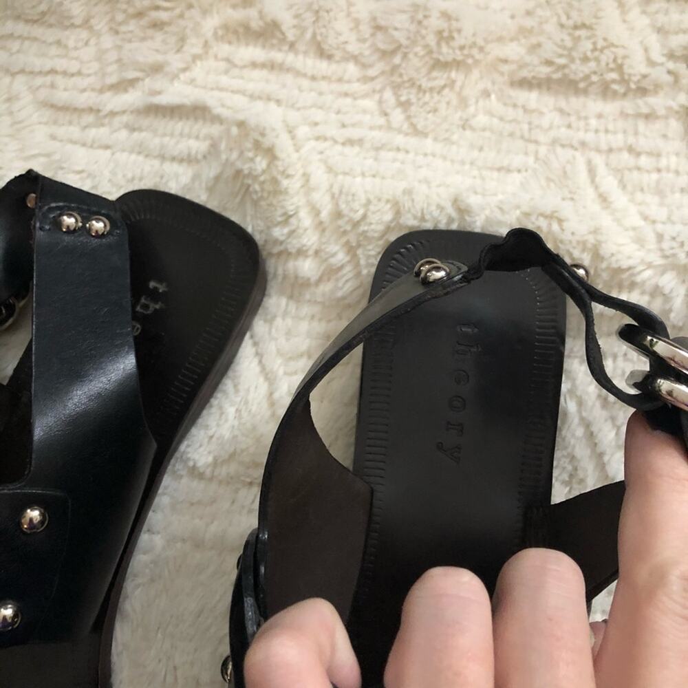 Theory Black Leather Braided Buckle Sandals - Picture 4 of 5